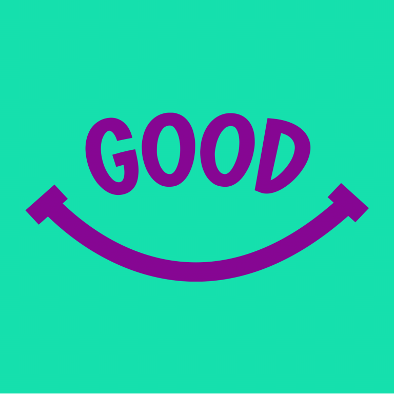 “Good” smile graphic from The Good Mental Health Podcast visual identity.
