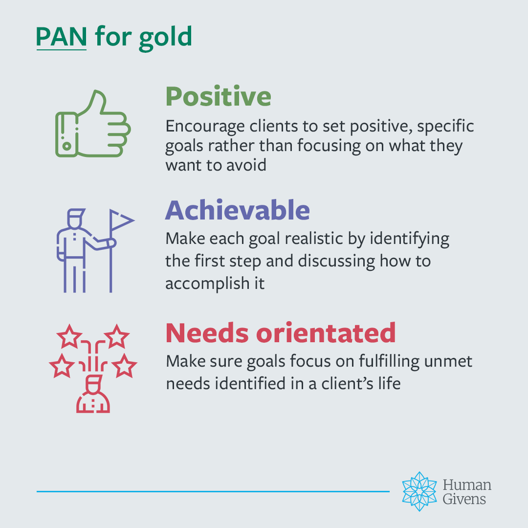 Social Media Toolkit graphic: PAN for gold, setting positive, achievable goals